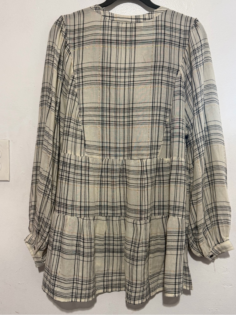 Anthropologie Darlene Plaid Peasant Blouse XL - Picture 7 of 12